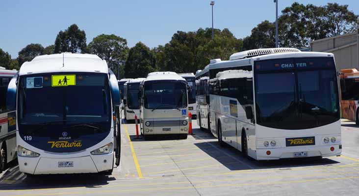 Ventura Scania K270IB Irizar 119, Hino Poncho 1381 & Volvo B7R Volgren SC222 637